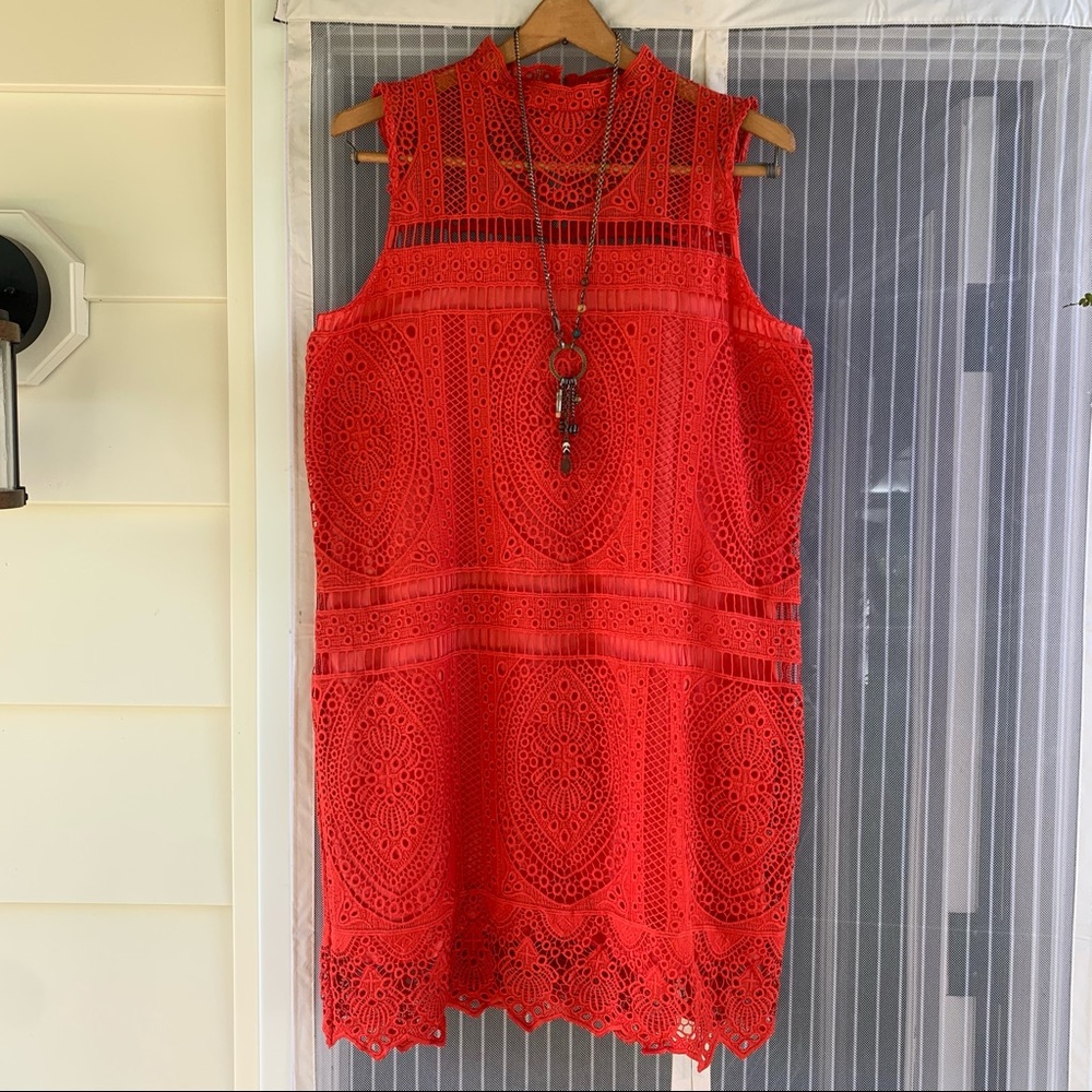 MNG Suit boho eyelet sleeveless sheath dress